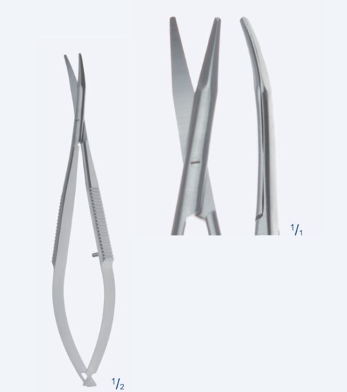 Ножиці, хірургічні, "Westcott", мікро, для лівої руки, вигнуті, тупокінцеві, загальна довжина 110 мм, 4 1/4"